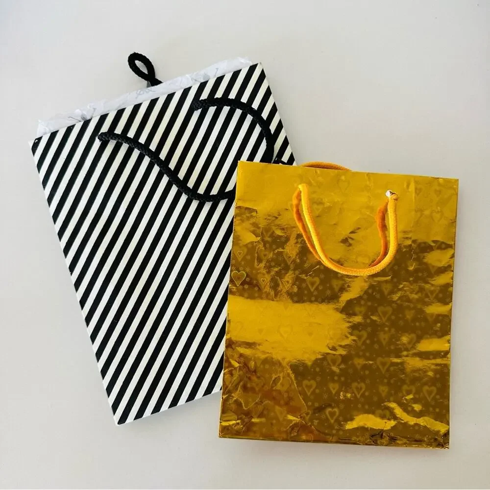 20 Assorted Gift Bag Presents Wrapping Metallic Black Red Pink Gold Kraft Paper